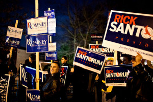 Supporters of the candidates rallied outside Saint Anselm College ...