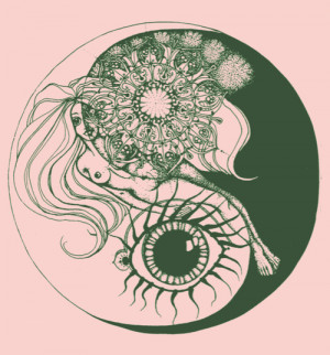art, eye, trippy, woman, yang, ying