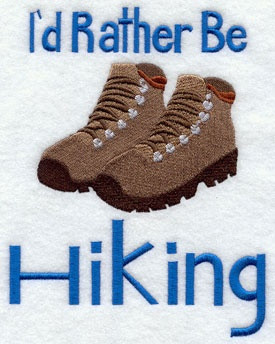 Rather Be Hiking machine embroidery sampler design.