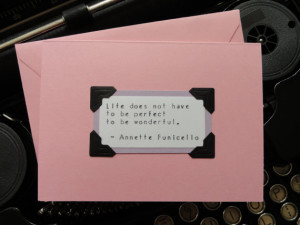 ANNETTE FUNICELLO quote, light pink w/lilac trim, folded notecard ...