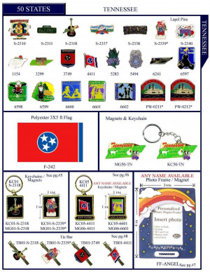 State Stock Lapel Pins - States: Tennessee - The Volunteer State Pins