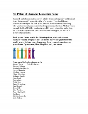 Six Pillars of Character Leadership Poster