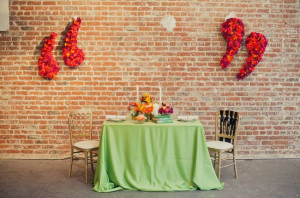 Flower quotation marks around the sweetheart table!