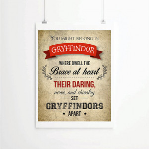 Gryffindor Harry Potter Poster, Sorting Hat Quote, Hogwarts Gryffindor ...