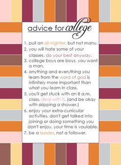 Advice for college students when I have to send my kiddos off ...