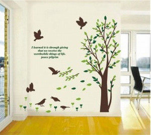 Hunnt® Large Tree Flying Birds with Quote Wall Sticker Decal for Kids ...