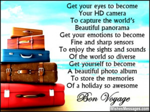 Beautiful bon voyage poem to write in a greeting card
