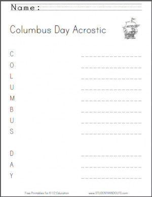 Columbus Day Acrostic