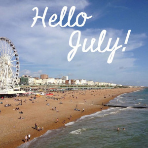 Hello July. Brighton beach. England.