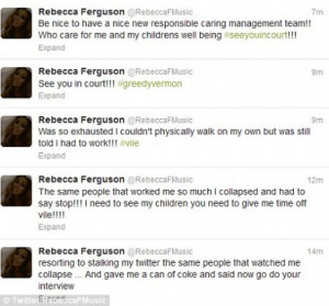 ... in Twitter row over Rebecca Ferguson’s anger at her management