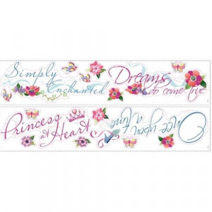 Roommate RMK1521SCS Disney Princess Quotes Wall Decals with Glitter