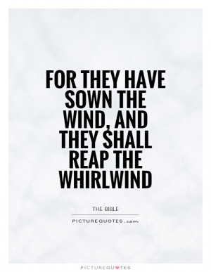 ... have sown the wind, and they shall reap the whirlwind Picture Quote #1