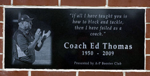 memorial to slain coach Ed Thomas is seen at the Applington ...