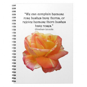 Red Yellow Variegated Rose and Thorn Quote Spiral Notebook