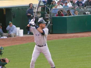 Derek Jeter batting against the Oakland A's. Photo copyright © 2006 ...