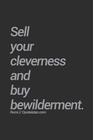 Sell your cleverness and buy bewilderment. #wisdom #quote