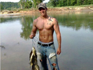Hot Men In Hats & Caps — Country Boy Shirtless Holding Fish In The ...