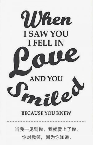 when i saw you i fell in love and you smiled because you knew