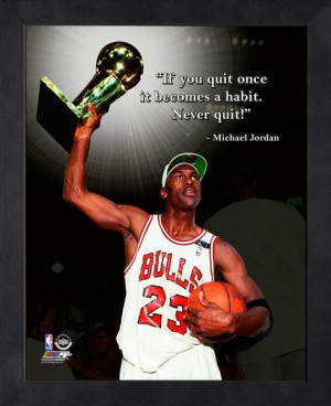 Chicago Bulls Michael Jordan Never Quit Framed Pro Quote