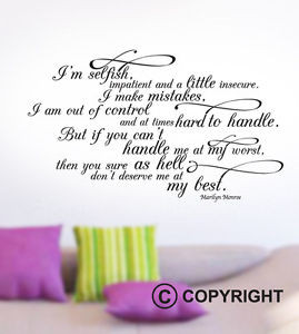 Wall-Art-Sticker-Quote-I-am-selfish-impatient-little-insecure-Marilyn ...