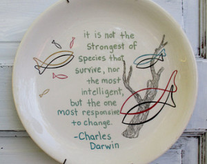 charles darwin quote . science . vintage plate . retro kitchen ...