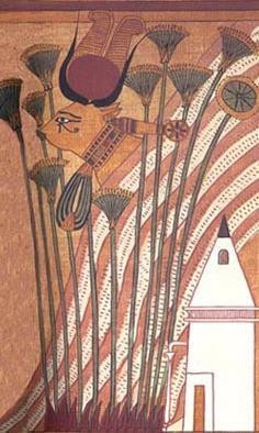 Hathor as a cow, wearing her necklace and showing her sacred eye ...
