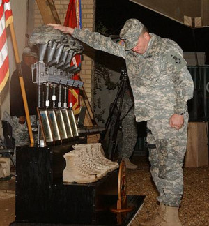 displayed with the American Flag to honor five fallen Army comrades ...