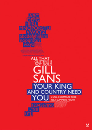gill sans promotional poster for the typeface designed by eric gill