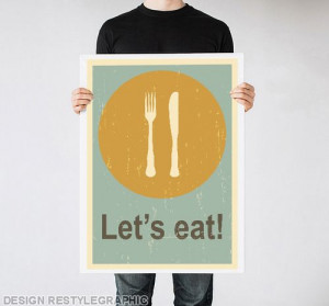 ... poster for kitchen. Fork, Knife, Plate, Kitchen quote, Free shipping