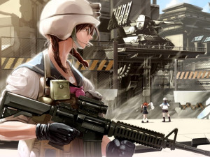 Details about SJ0654 Military Soldier Girl Weapon Anime Art 24x18 ...
