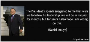 The President's speech suggested to me that were we to follow his ...