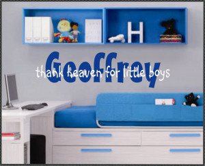 Vinyl Wall Quotes Nursery Decal Boy Name Thank Heaven