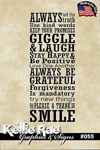055-Wall-Art-ALWAYS-TELL-THE-TRUTH-GIGGLE-LAUGH-SMILE-Quote-Decal ...