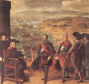 ... defense of Cadiz against Sir Francis Drake, painted by Zurbarn 1634