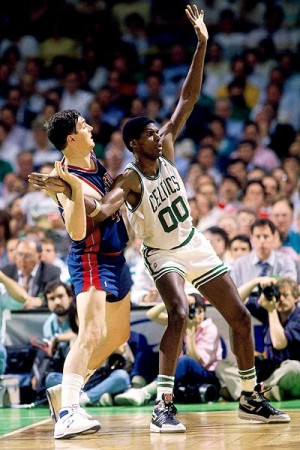 Robert Parish, who played for the Boston Celtics from 1980 to 1994.