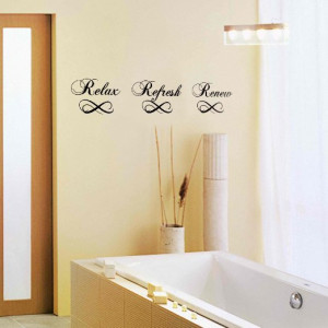 Bathroom Wall Decal - Relax Refresh Renew - Vinyl Sayings Bath Art ...