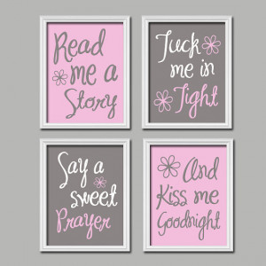 Art CANVAS or Prints Nursery Girl Child Cute Kiss Me Goodnight Quote ...