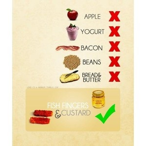 Fish fingers and custard :D