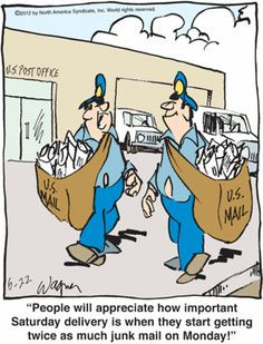 Why mail delivery on Saturday.... http://thenewsundaycomics.com/