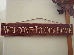 welcome signs, country home decor, rustic red signs, welcome to our ...