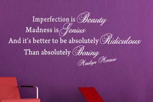 Marilyn Monroe Imperfection is Beauty...Wall Decal Quotes