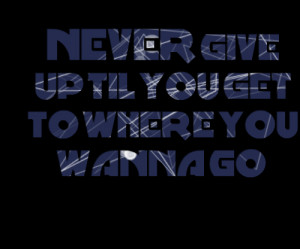 ... never give up til you get to where you wanna go Never Give Up Quotes