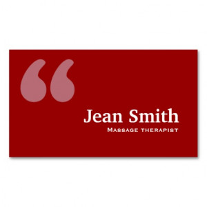 red_quotes_massage_therapist_business_card ...