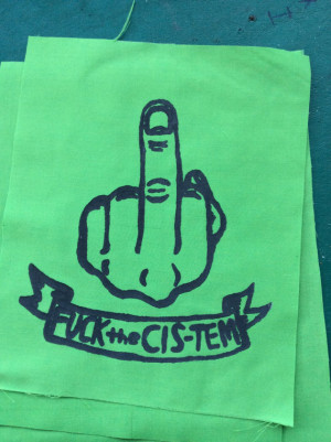 CK The CIS-TEM (Queer/Trans Patch) Black Ink on Green Fabric