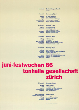 Muller-Brockmann, Josef poster: Juni-Festwochen 1966