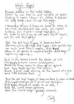 High Hopes - Kodaline #lyrics #handwrittenlyrics #digitalscrapbook www ...