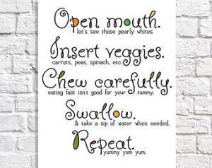 Kitchen Art Print Eat Your Veggies Quote Vegetable Poster Vegetarian ...