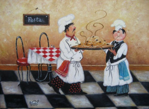 Pasta Chefs Art Print, fat chefs, chef paintings, prints, chef art ...