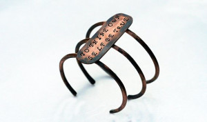 Copper Triple Layer Cuff Bangle, Quote Bracelet, Handstamped Wrist ...