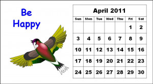 ... this Free Monthly Calendar 2011 April with cute cartoon bird animal